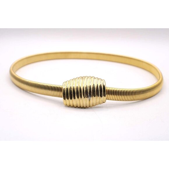 Unbranded Accessories - Vintage Gold Cobra Dress Belt Buckle Ribbed Elastic Stretchy Waistband Size S-M